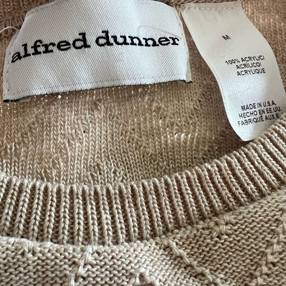 NWT Alfred Dunner Medium Beige Short Sleeve Knit Sweater Minimalist Coastal - Picture 6 of 7